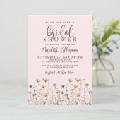 Invitation Wildflower Blush Pink Bridal Shower (Debout devant)