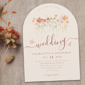 Invitation Wildflower Boho Fall Beige Terracotta Rust QR code