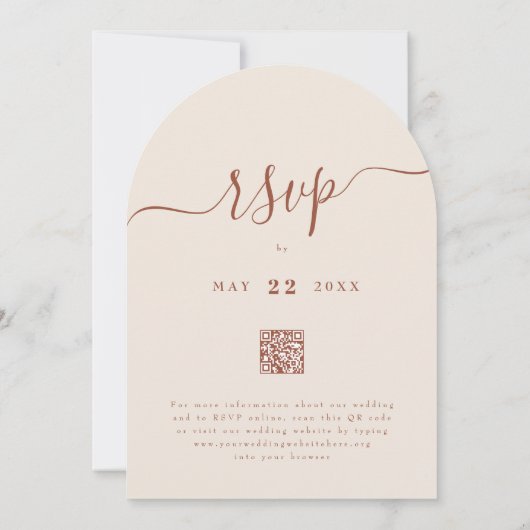 Invitation Wildflower Boho Fall Beige Terracotta Rust QR code (Dos)