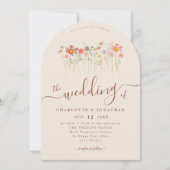 Invitation Wildflower Boho Fall Beige Terracotta Rust QR code (Devant)