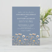 Invitation Wildflower Boho Floral Blue Wedding (Debout devant)