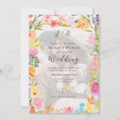 Invitation Wildflower Boho garden summer floral photo wedding (Devant)