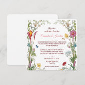 Invitation Wildflower Botanical Flowers & Butterflies Wedding (Devant / Derrière)