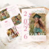 Invitation Wildflower Bow Graduation party Photo Collage