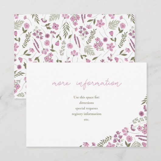Invitation wildflower bridal shower insert - purple (Devant / Derrière)