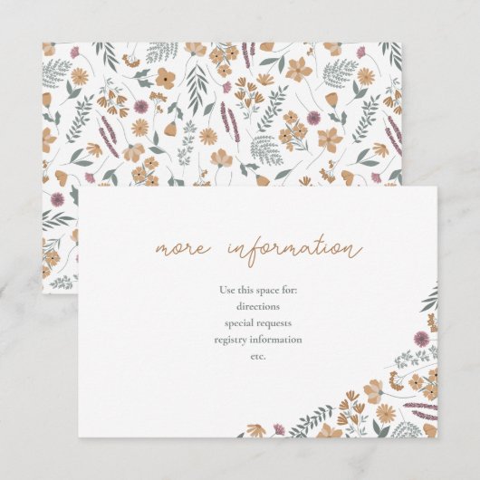 Invitation wildflower bridal shower invite insert - orange (Devant / Derrière)