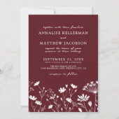 Invitation Wildflower Burgundy Wedding (Devant)
