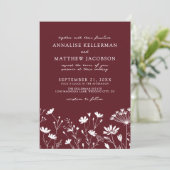 Invitation Wildflower Burgundy Wedding (Debout devant)