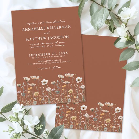 Invitation Wildflower Burnt Orange Floral Wedding