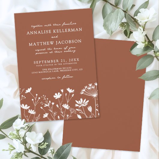 Invitation Wildflower Burnt Orange Wedding