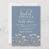 Invitation Wildflower Dusty Blue Bridal Shower (Devant)