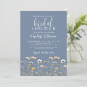 Invitation Wildflower Dusty Blue Bridal Shower (Debout devant)
