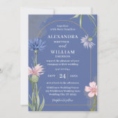 Invitation Wildflower Elegant Dusty Blue Wedding (Devant)