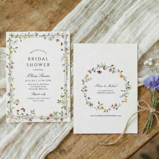 Invitation Wildflower Elegant Floral Garden Bridal Shower