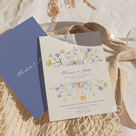 Invitation Wildflower Elegant Handwritten Wedding Wedding 