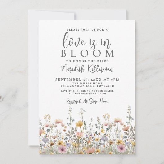 Invitation Wildflower Floral Bridal Shower (Devant)