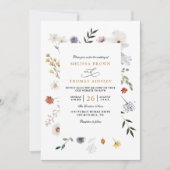 Invitation Wildflower Floral Frame Elegant QR Code Wedding (Devant)