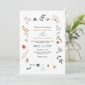 Invitation Wildflower Floral Frame Elegant QR Code Wedding (Debout devant)