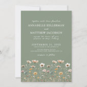 Invitation Wildflower Floral Green Wedding (Devant)