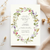 Invitation Wildflower Garden Wreath Greenery Wedding