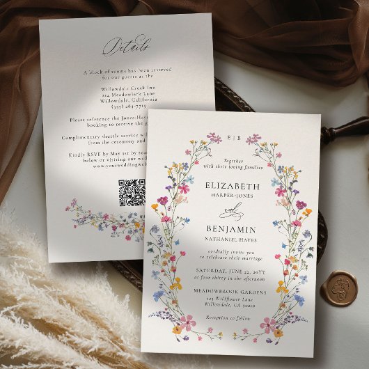 Invitation Wildflower Grace Romantic Garden All One Wedding