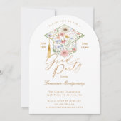Invitation Wildflower Grad Cap Boho Graduation Garden Party (Devant)