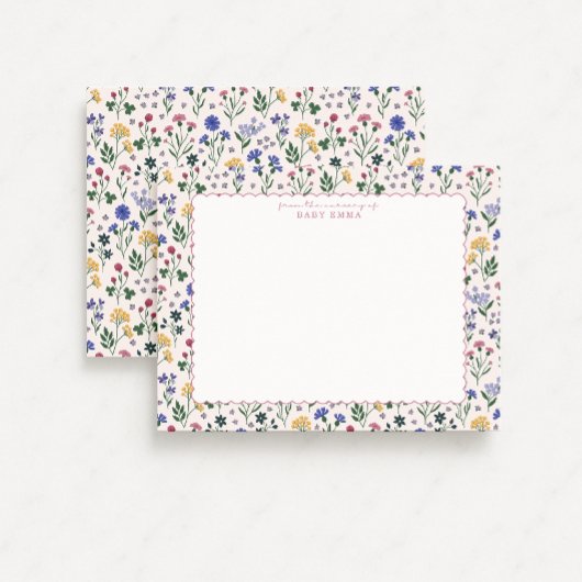 Invitation Wildflower Hand Painted Scalloped Border card
