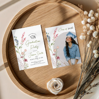 Invitation Wildflower Illustration Graduation Invite