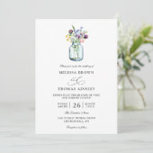 Invitation Wildflower Mason Jar Rustic Budget QR Code Wedding (Debout devant)