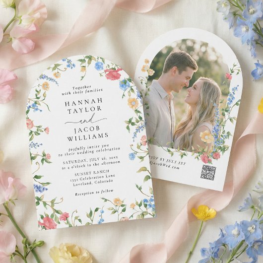 Invitation Wildflower Meadow Arch Photo Wedding