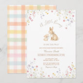 Invitation Wildflower Meadow Bunny Baby Shower (Devant / Derrière)