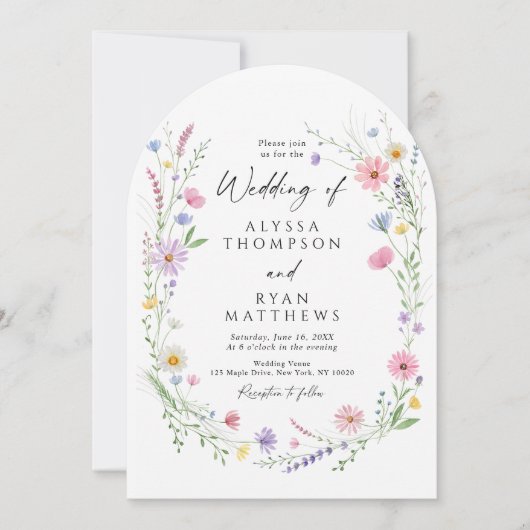 Invitation Wildflower Meadow Garden Wreath Wedding (Devant)