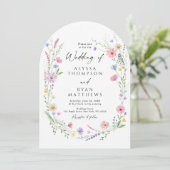 Invitation Wildflower Meadow Garden Wreath Wedding (Debout devant)