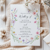 Invitation Wildflower Meadow Garden Wreath Wedding