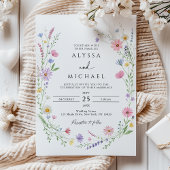 Invitation Wildflower Meadow Garden Wreath Wedding