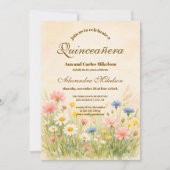 Invitation Wildflower Meadow Gold Quinceañera (Devant)