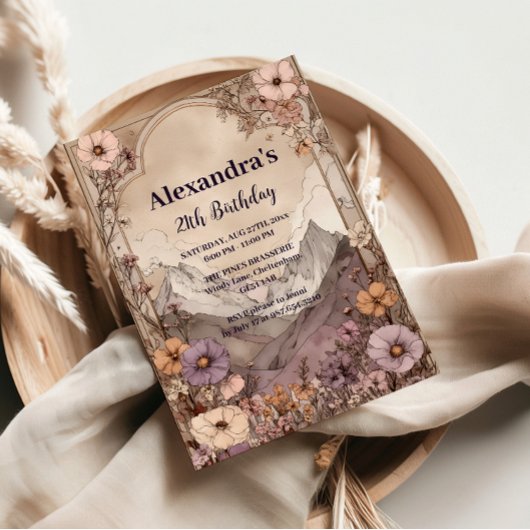 Invitation Wildflower Mountain Birthday Elegance