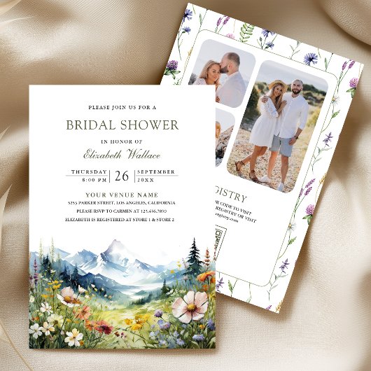Invitation Wildflower Mountain Meadow QR Code Bridal Shower