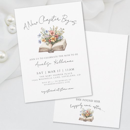 Invitation Wildflower New Chapter Book Bridal Shower