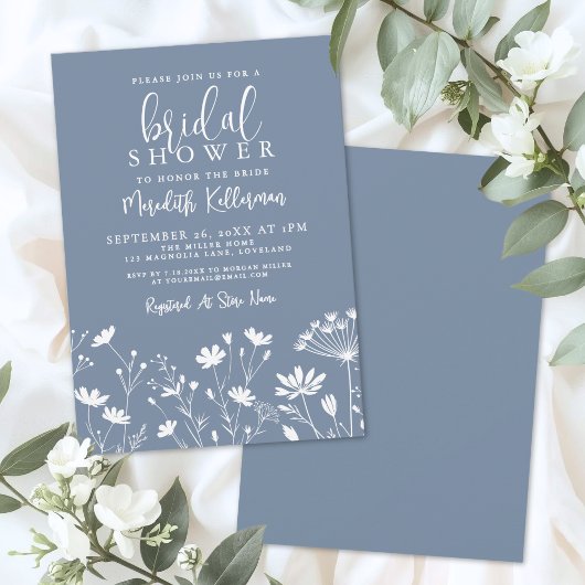 Invitation Wildflower Periwinkle Bridal Shower