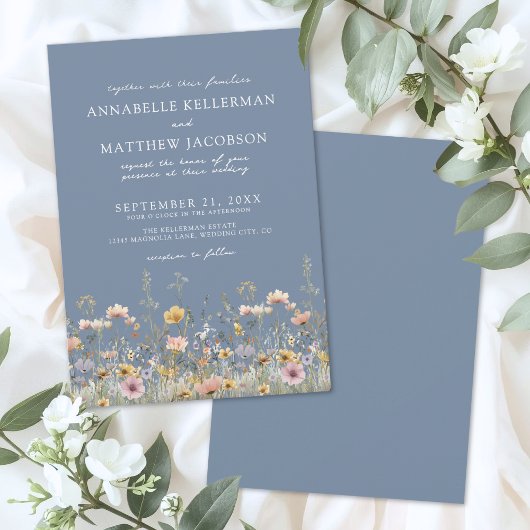 Invitation Wildflower Periwinkle Floral Wedding