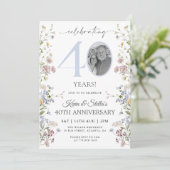 Invitation Wildflower Photo 40e Anniversaire (Debout devant)