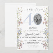 Invitation Wildflower Photo 40e Anniversaire (Devant / Derrière)