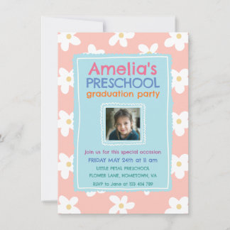 Invitation Wildflower Photo Preschool Graduation Party