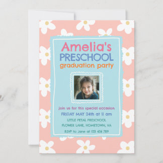 Invitation Wildflower Photo Preschool Graduation Party