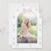 Invitation Wildflower Pink Bow Graduation (Devant)