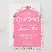 Invitation Wildflower Pink Striped Bows & Ribbons Graduation (Dos)