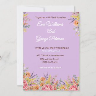 Invitation Wildflower Purple Floral Wedding Invite