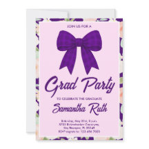 Wildflower Purple Gingham Bow Graduation Party