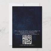 Invitation Wildflower Rustic Boho Navy Chic QR Code Wedding (Dos)
